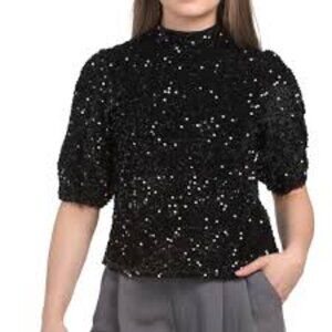 NWT NANETTE LEPORE Fully Lined Sequin Mock Neck Top
